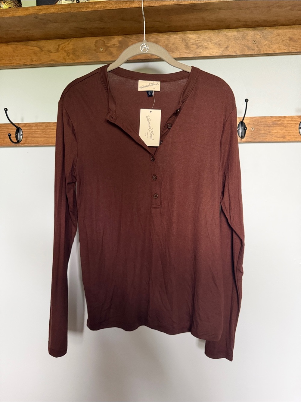 Universal Thread Chestnut Long-Sleeve Henley Top